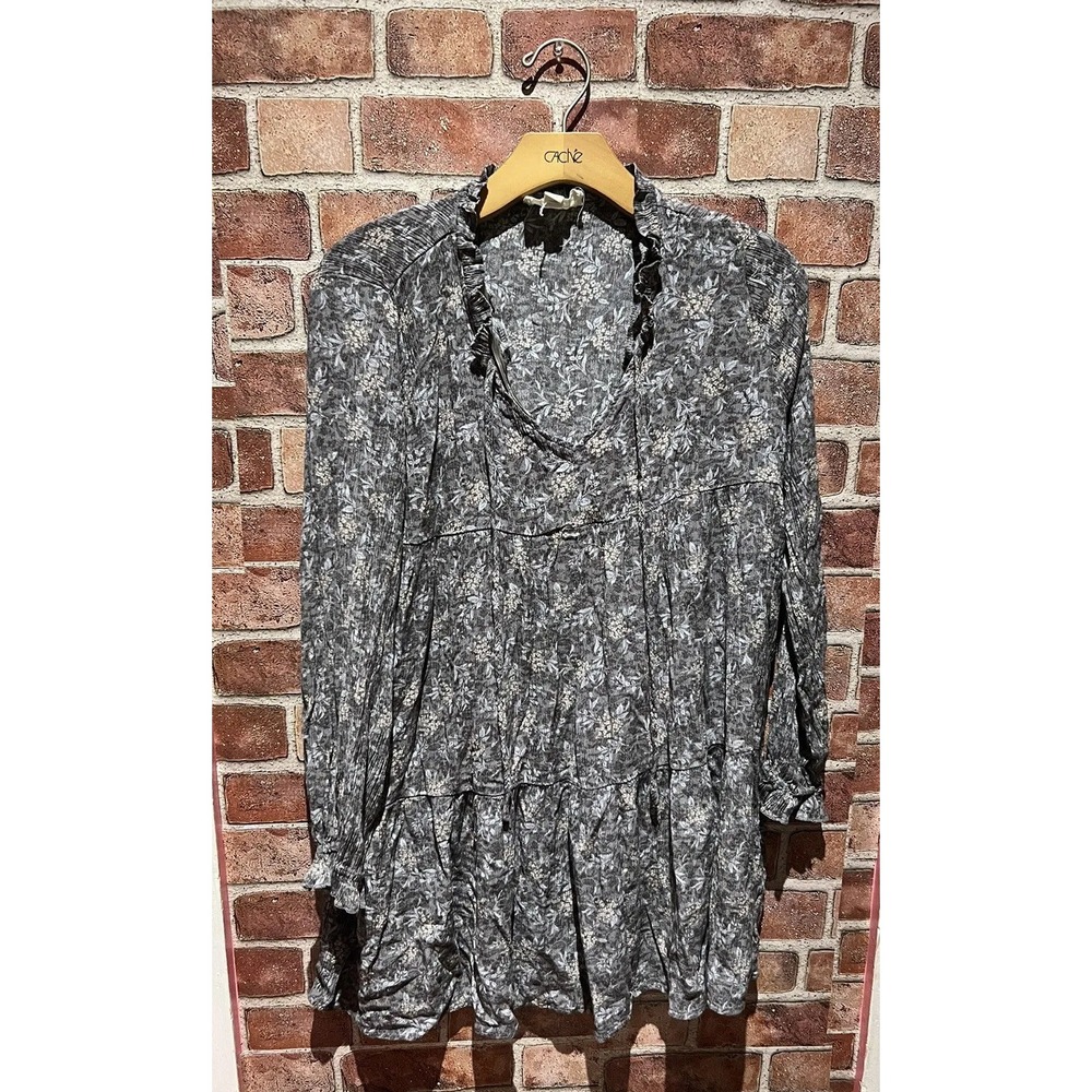 Dress Up Women's Size L Multicolor‎ Stretch Blouson Long Slv Dress W Adj.Strings
